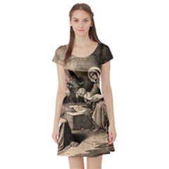 The Birth Of Christ Short Sleeve Skater Dress by Valentinaart