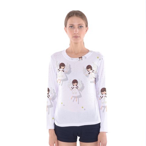 Christmas Angels  Women s Long Sleeve Tee by Valentinaart