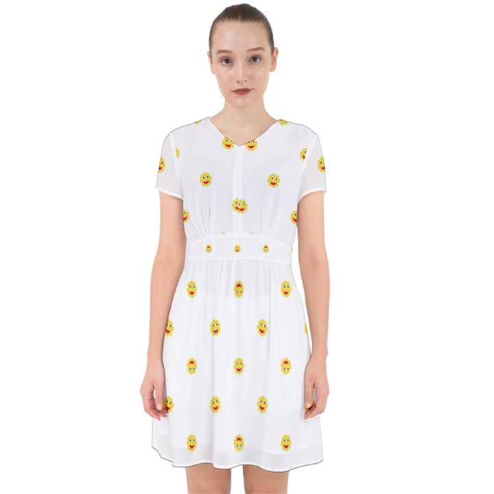 Happy Sun Motif Kids Seamless Pattern Adorable in Chiffon Dress