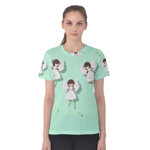 Christmas Angels  Women s Cotton Tee by Valentinaart