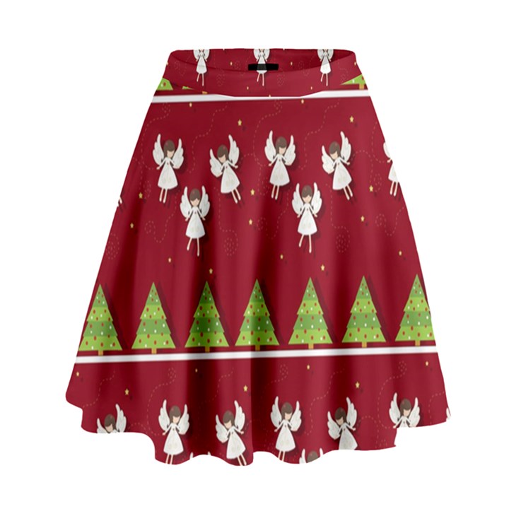 Christmas angels  High Waist Skirt