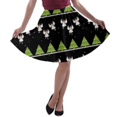 Christmas Angels  A-line Skater Skirt by Valentinaart