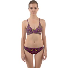 Butterflies  Roses In Gold Spreading Calm And Love Wrap Around Bikini Set