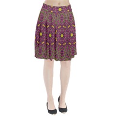 Butterflies  Roses In Gold Spreading Calm And Love Pleated Skirt