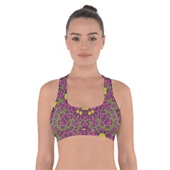 Butterflies  Roses In Gold Spreading Calm And Love Cross Back Sports Bra