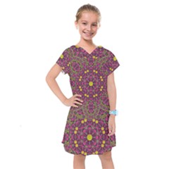 Butterflies  Roses In Gold Spreading Calm And Love Kids  Drop Waist Dress