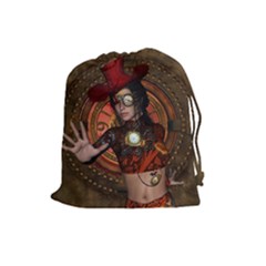 Steampunk, Wonderful Steampunk Lady Drawstring Pouches (large)  by FantasyWorld7