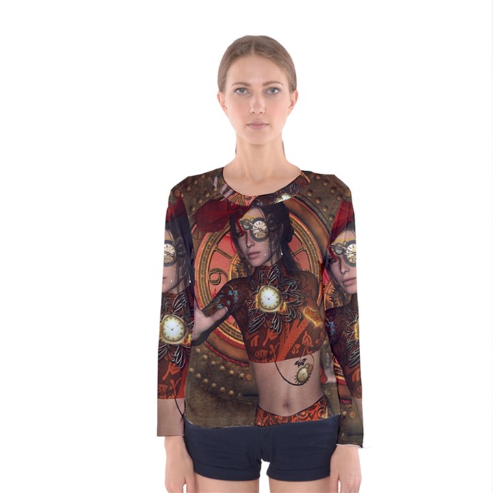 Steampunk, Wonderful Steampunk Lady Women s Long Sleeve Tee