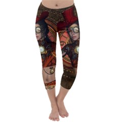 Steampunk, Wonderful Steampunk Lady Capri Winter Leggings 