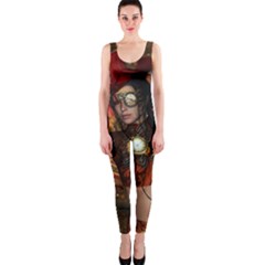 Steampunk, Wonderful Steampunk Lady OnePiece Catsuit