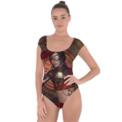 Steampunk, Wonderful Steampunk Lady Short Sleeve Leotard 