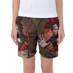 Steampunk, Wonderful Steampunk Lady Women s Basketball Shorts