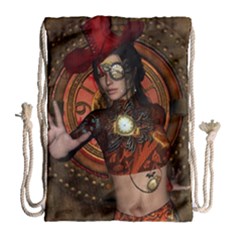 Steampunk, Wonderful Steampunk Lady Drawstring Bag (large) by FantasyWorld7