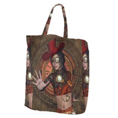 Steampunk, Wonderful Steampunk Lady Giant Grocery Zipper Tote