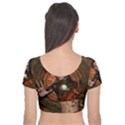 Steampunk, Wonderful Steampunk Lady Velvet Short Sleeve Crop Top  View2