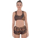 Brown, Bronze, Wicker, and Rattan Fractal Circles Racerback Boyleg Bikini Set View1