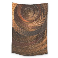 Brown, Bronze, Wicker, And Rattan Fractal Circles Large Tapestry by jayaprime