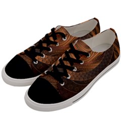 Brown, Bronze, Wicker, And Rattan Fractal Circles Men s Low Top Canvas Sneakers by jayaprime