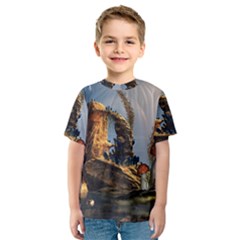 Wonderful Seascape With Mushroom House Kids  Sport Mesh Tee