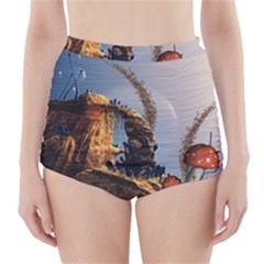 Wonderful Seascape With Mushroom House High-waisted Bikini Bottoms by FantasyWorld7