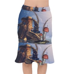 Wonderful Seascape With Mushroom House Mermaid Skirt by FantasyWorld7