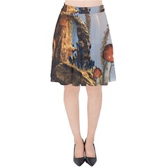 Wonderful Seascape With Mushroom House Velvet High Waist Skirt by FantasyWorld7