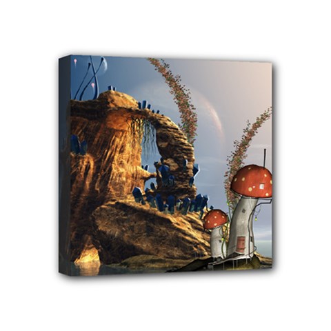 Wonderful Seascape With Mushroom House Mini Canvas 4  X 4  by FantasyWorld7