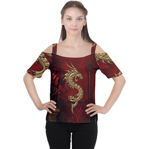 Wonderful Mystical Dragon, Vintage Cutout Shoulder Tee by FantasyWorld7