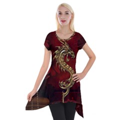 Wonderful Mystical Dragon, Vintage Short Sleeve Side Drop Tunic by FantasyWorld7