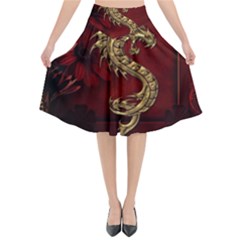 Wonderful Mystical Dragon, Vintage Flared Midi Skirt by FantasyWorld7