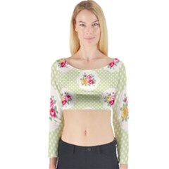 Green Shabby Chic Long Sleeve Crop Top by NouveauDesign