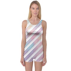 Colored Candy Striped One Piece Boyleg Swimsuit by Colorfulart23