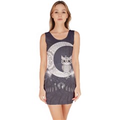 Mandala, Cute Owl On The Moon Bodycon Dress by FantasyWorld7