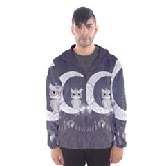 Mandala, Cute Owl On The Moon Hooded Wind Breaker (men) by FantasyWorld7