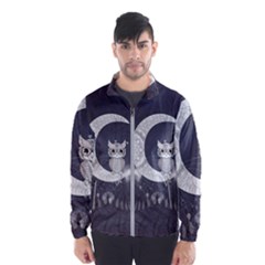 Mandala, Cute Owl On The Moon Wind Breaker (men) by FantasyWorld7