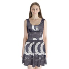 Mandala, Cute Owl On The Moon Split Back Mini Dress  by FantasyWorld7