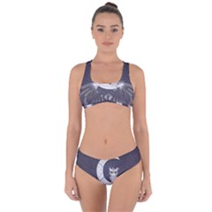 Mandala, Cute Owl On The Moon Criss Cross Bikini Set by FantasyWorld7