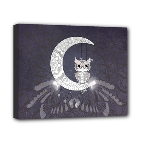 Mandala, Cute Owl On The Moon Canvas 10  X 8  by FantasyWorld7