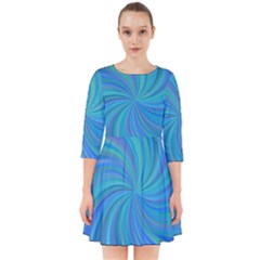 Blue Background Spiral Swirl Smock Dress by Celenk