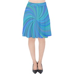 Blue Background Spiral Swirl Velvet High Waist Skirt by Celenk