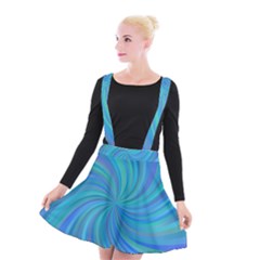 Blue Background Spiral Swirl Suspender Skater Skirt by Celenk