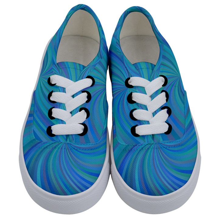 Blue Background Spiral Swirl Kids  Classic Low Top Sneakers