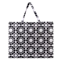 Black White Pattern Seamless Monochrome Zipper Large Tote Bag by Celenk