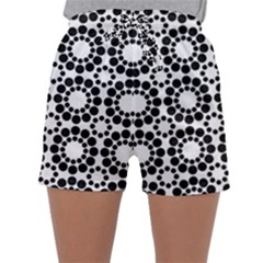 Black White Pattern Seamless Monochrome Sleepwear Shorts