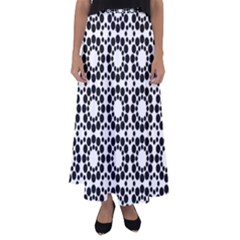 Black White Pattern Seamless Monochrome Flared Maxi Skirt