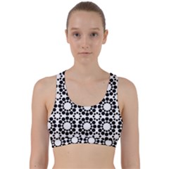 Black White Pattern Seamless Monochrome Back Weave Sports Bra