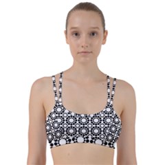 Black White Pattern Seamless Monochrome Line Them Up Sports Bra by Celenk