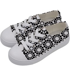 Black White Pattern Seamless Monochrome Kids  Low Top Canvas Sneakers