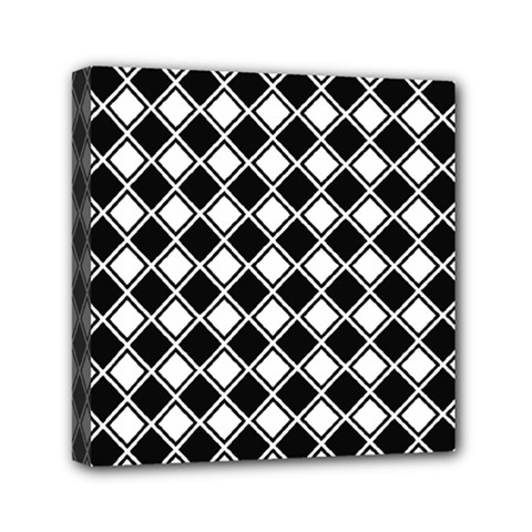 Black White Square Diagonal Pattern Seamless Mini Canvas 6  X 6 