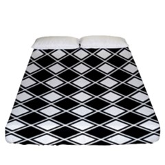 Black White Square Diagonal Pattern Seamless Fitted Sheet (king Size) by Celenk